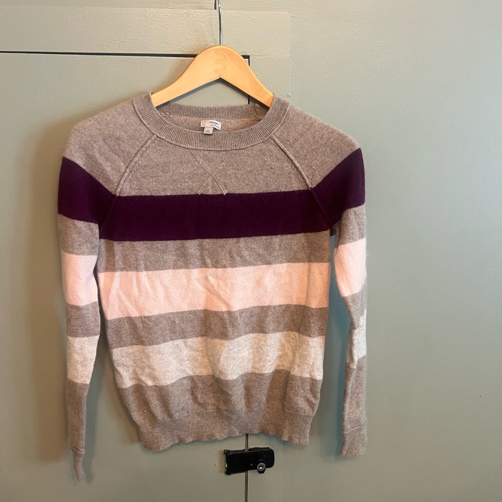 Halogen Women's Striped Sweater - Purple, Gray, Pink